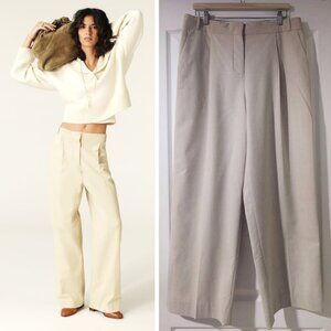 NWT ba&sh | Jona Pleat-front Wide-leg Trousers in Beige